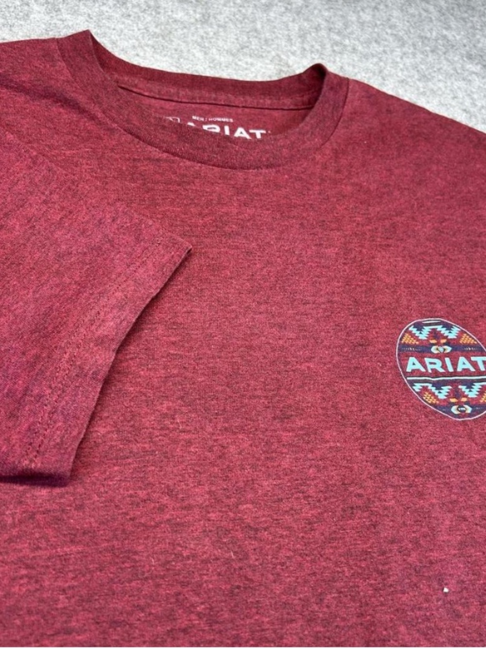 Ariat Men's Heathered Wine Short Sleeve Crew Tee with Logo Patch